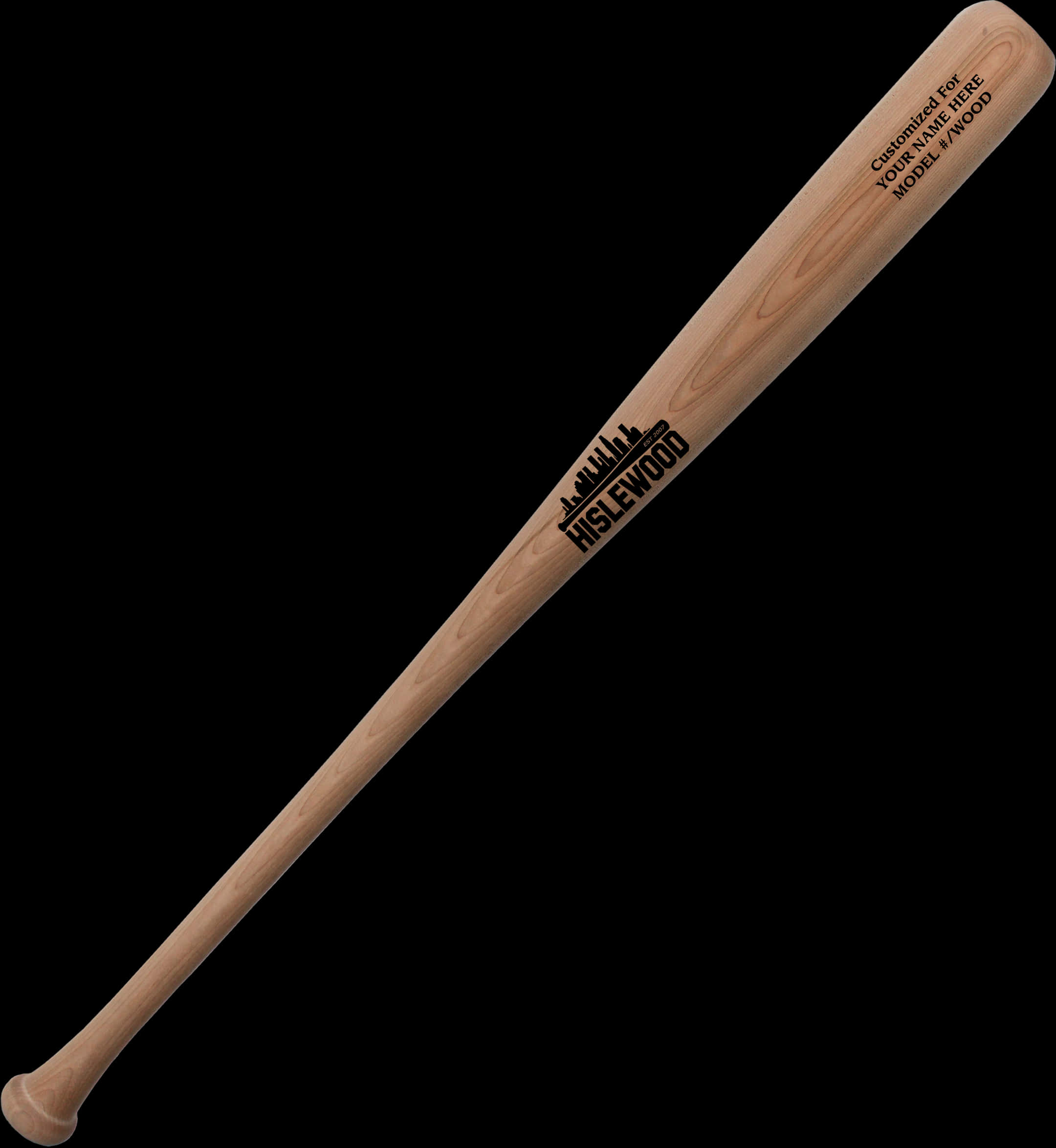 Wooden Baseball Bat Isolatedon Black