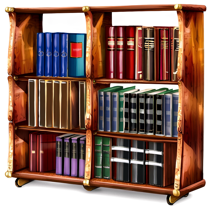 Wooden Bookshelf Illustration Png 05242024