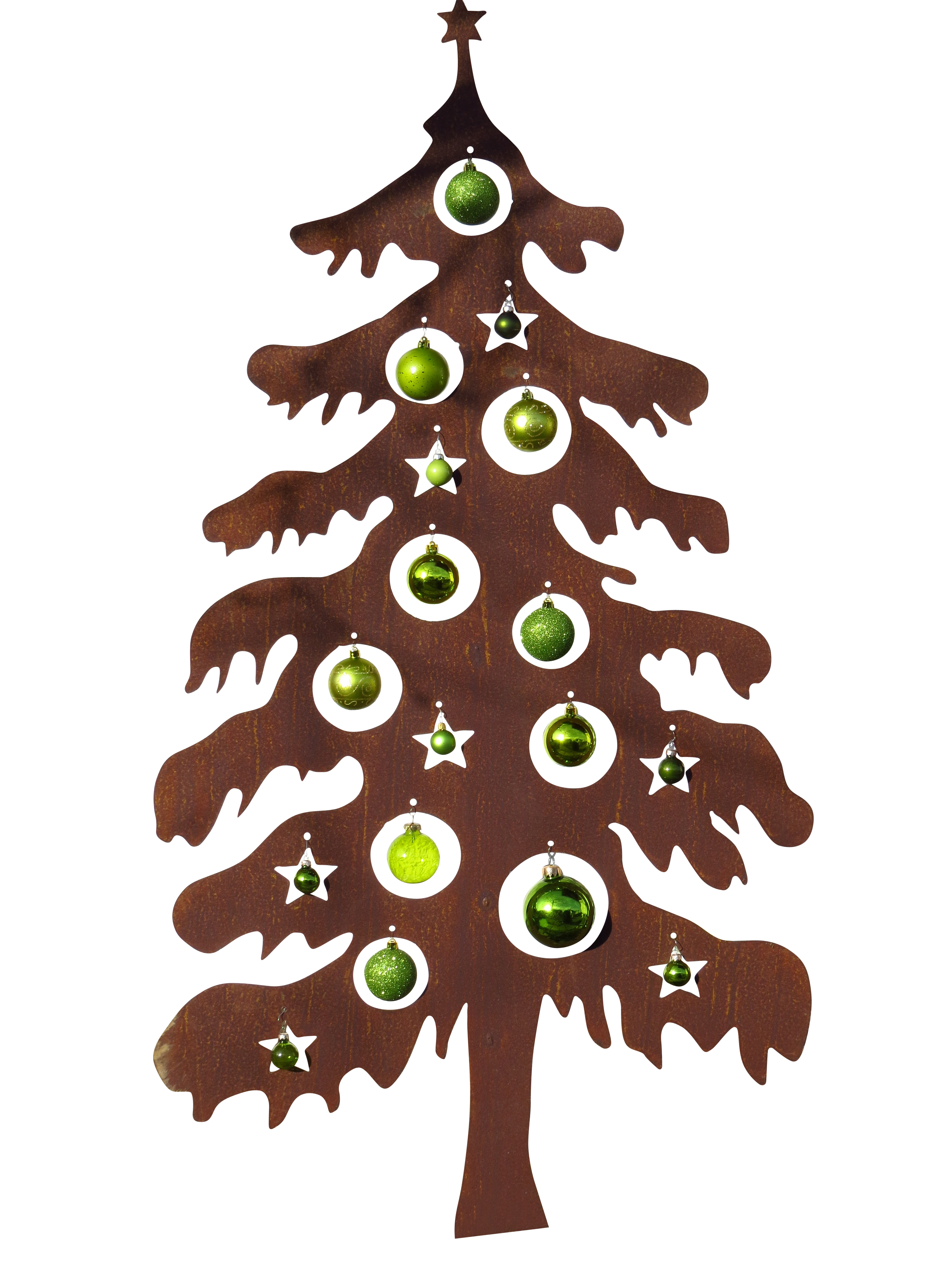 Wooden Christmas Treewith Green Ornaments