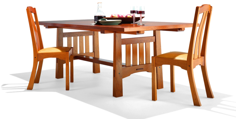 Wooden Dining Table Set With Food