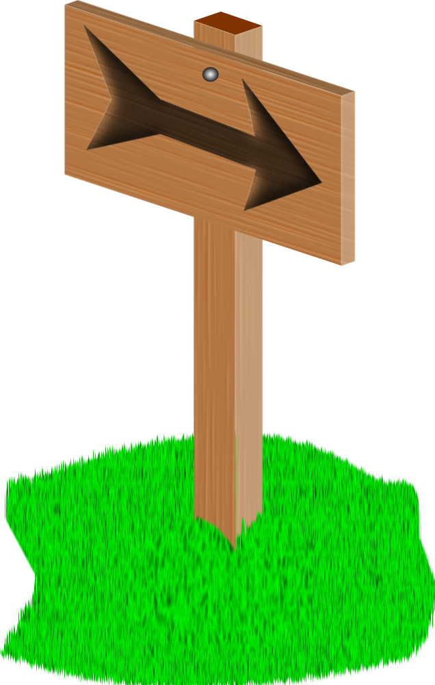 Wooden Direction Signon Grass