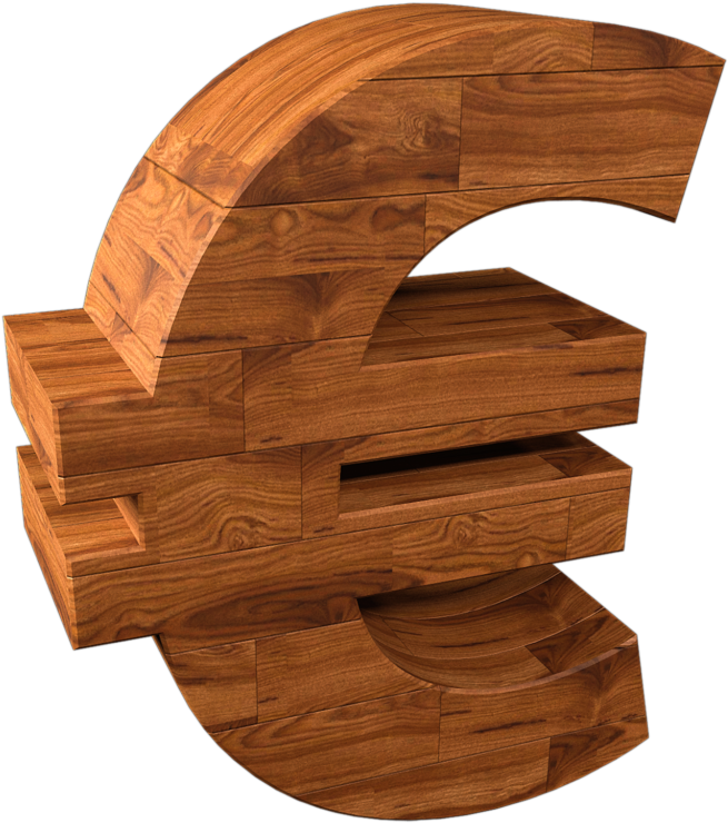 Wooden Euro Symbol3 D Design