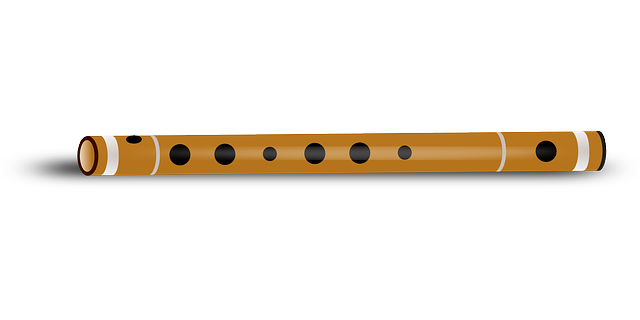 Wooden Flute Black Background