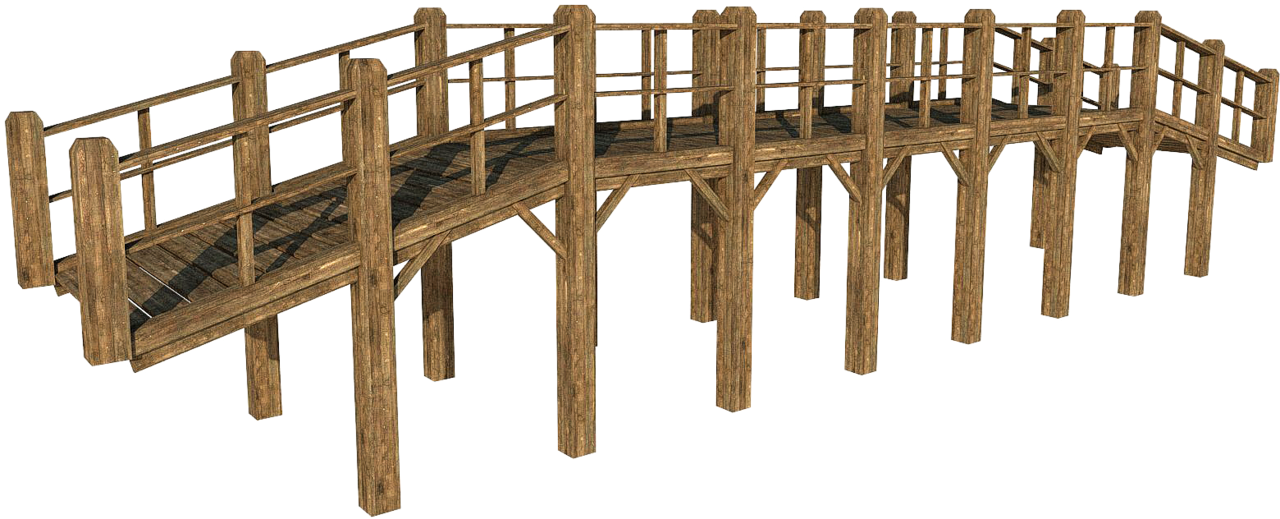 Wooden Footbridge3 D Model