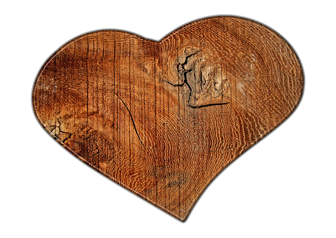 Wooden Heart Carving Black Background