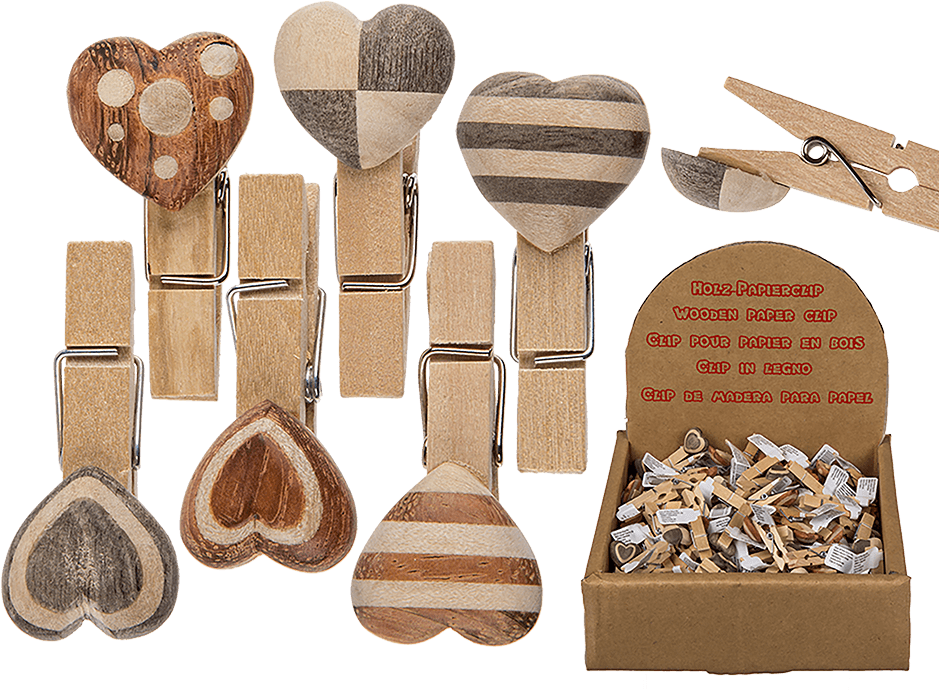 Wooden Heart Clothespins Collection