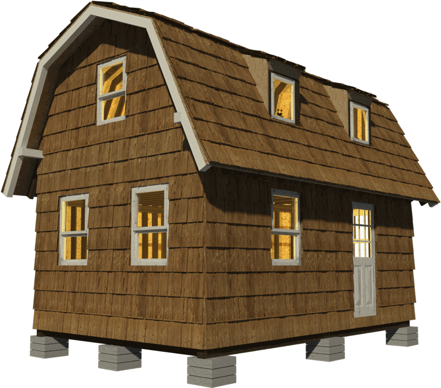 Wooden House With Shingled Roof