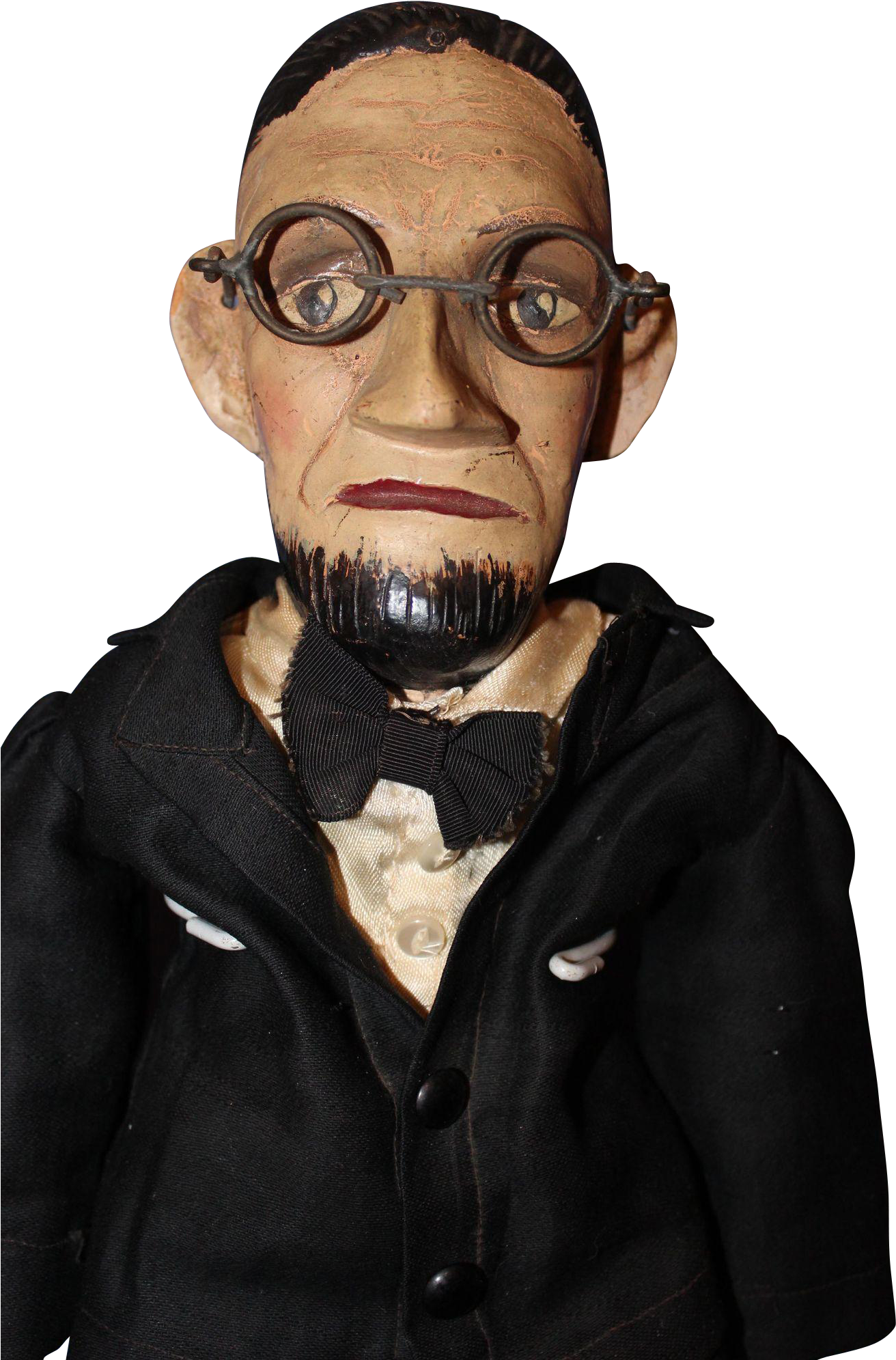 Wooden Lincoln Figurewith Glasses