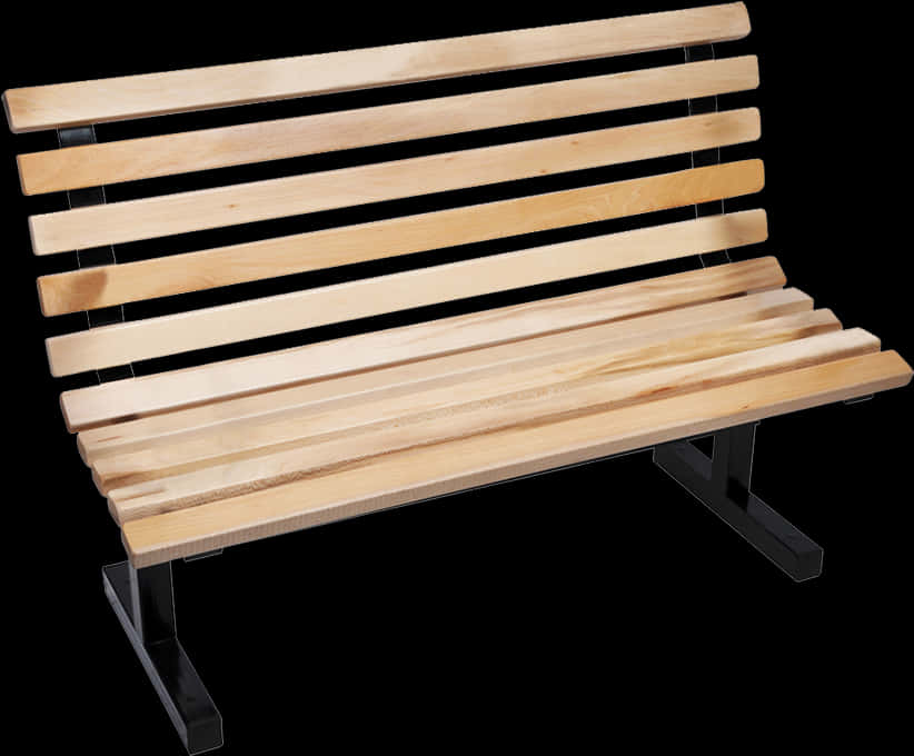 Wooden Park Bench Black Background