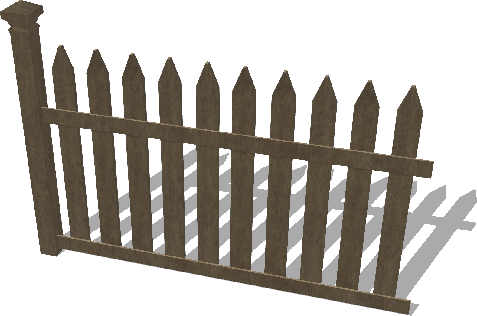 Wooden Picket Fence3 D Model