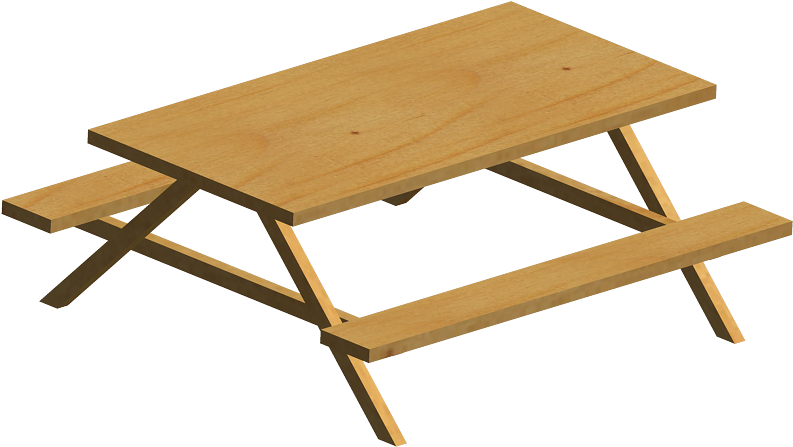 Wooden Picnic Table Isolated