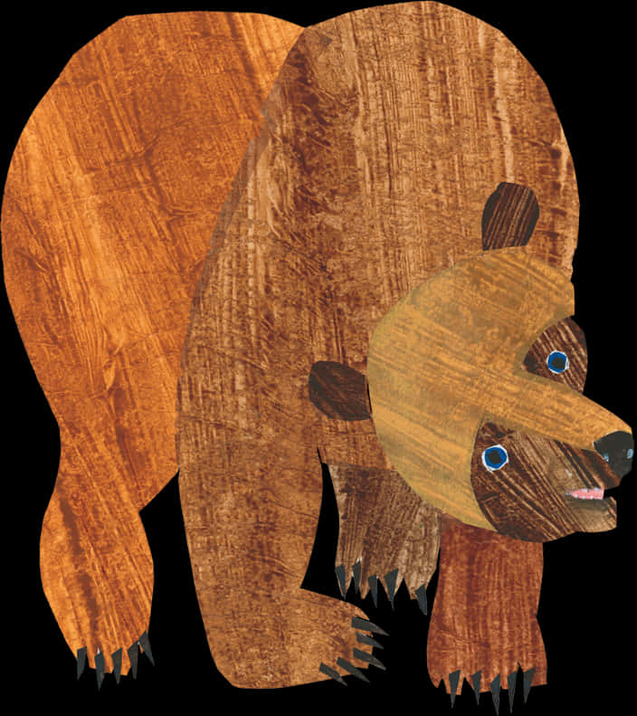 Wooden Texture Artistic Bear Illustration