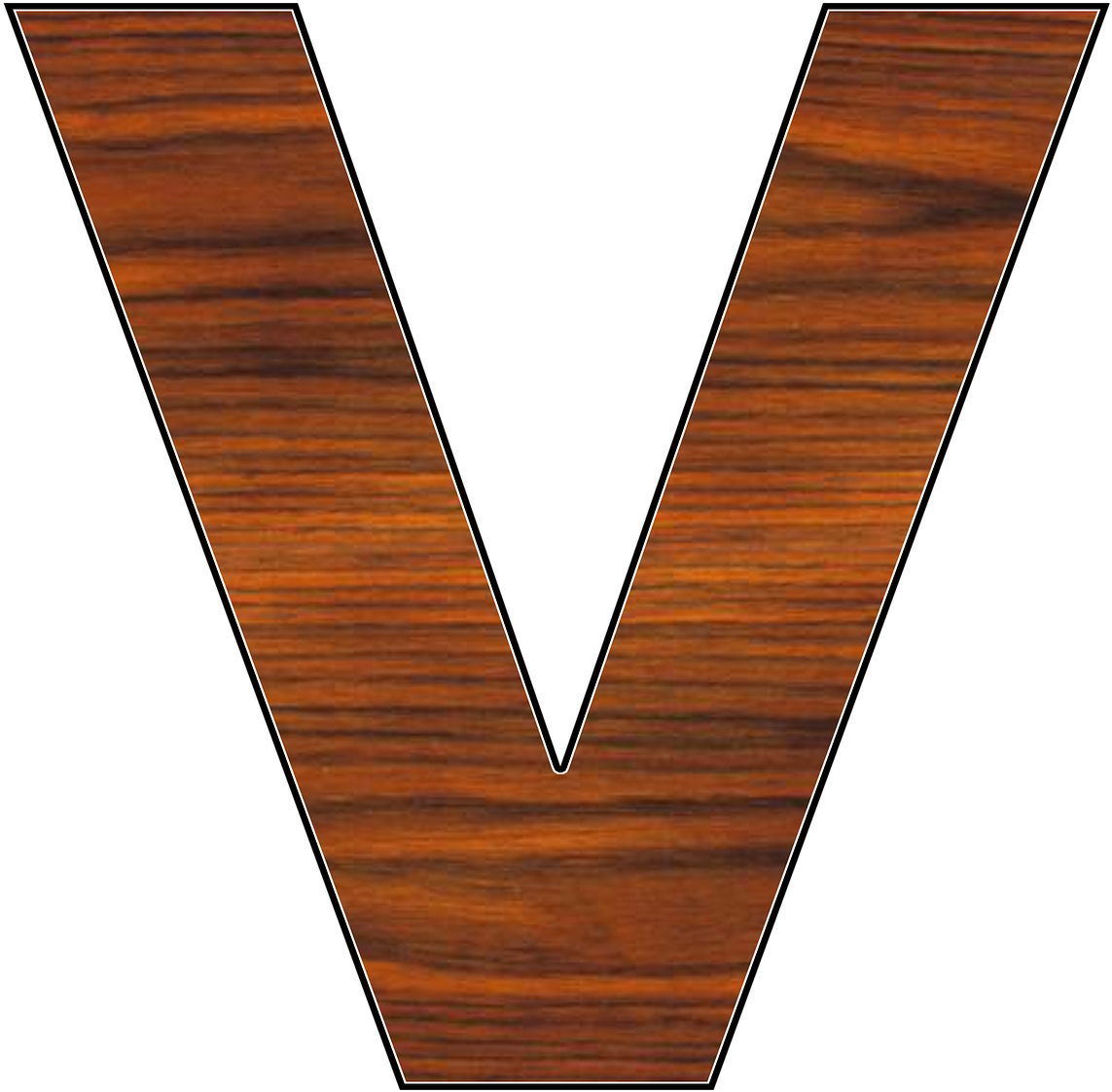 Wooden Texture Letter V