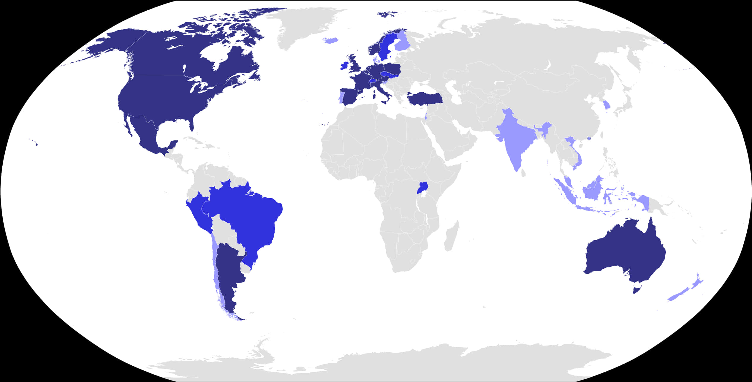 World Map English Speaking Countries