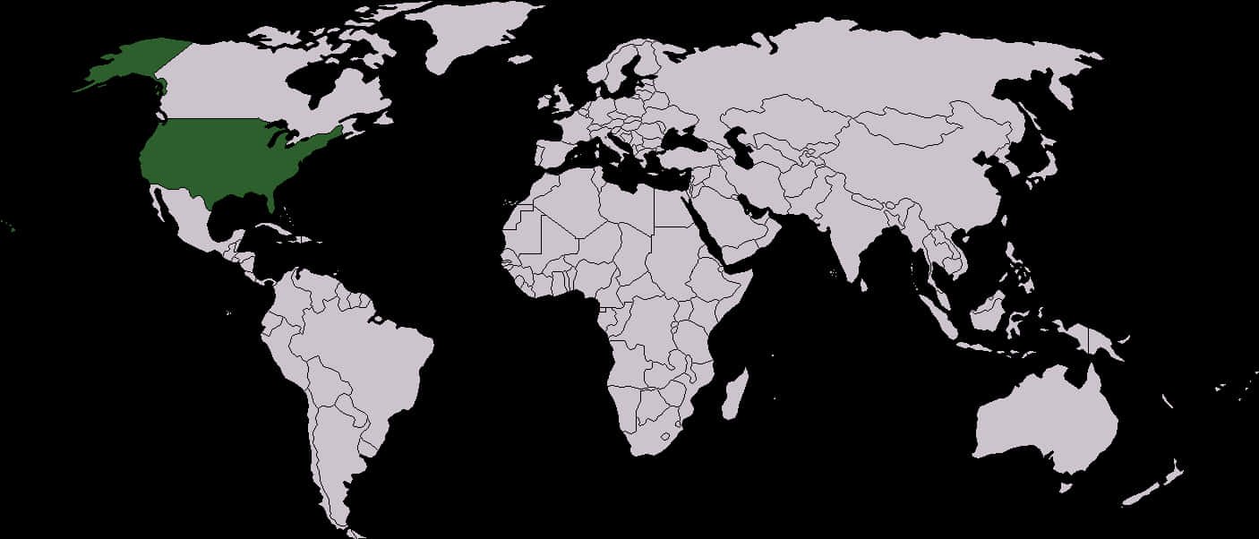 World Map Highlighting U S A
