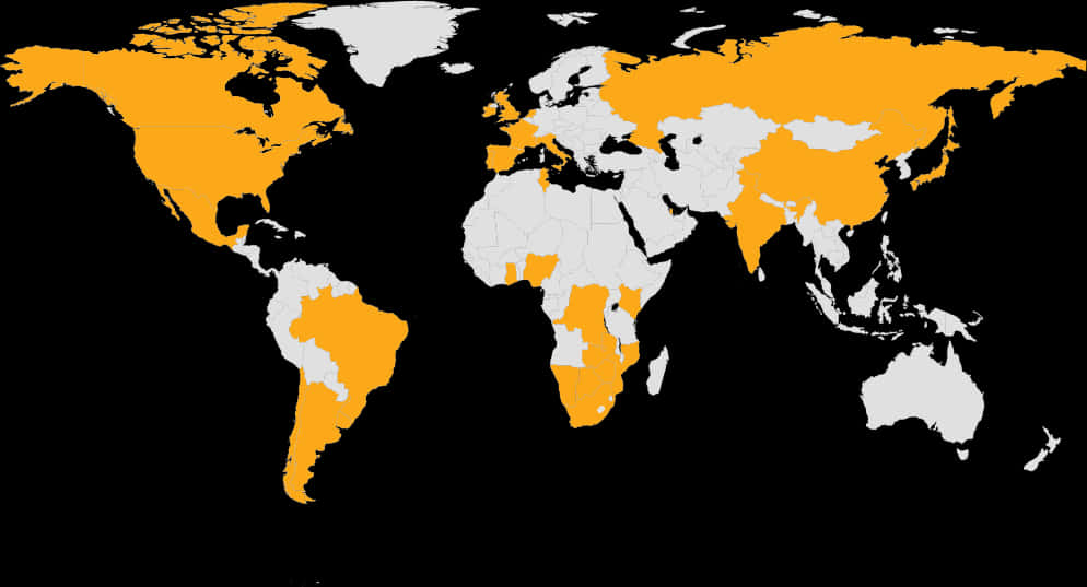 World Map Orangeand Black