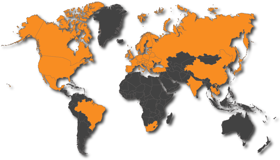 World Map Orangeand Gray