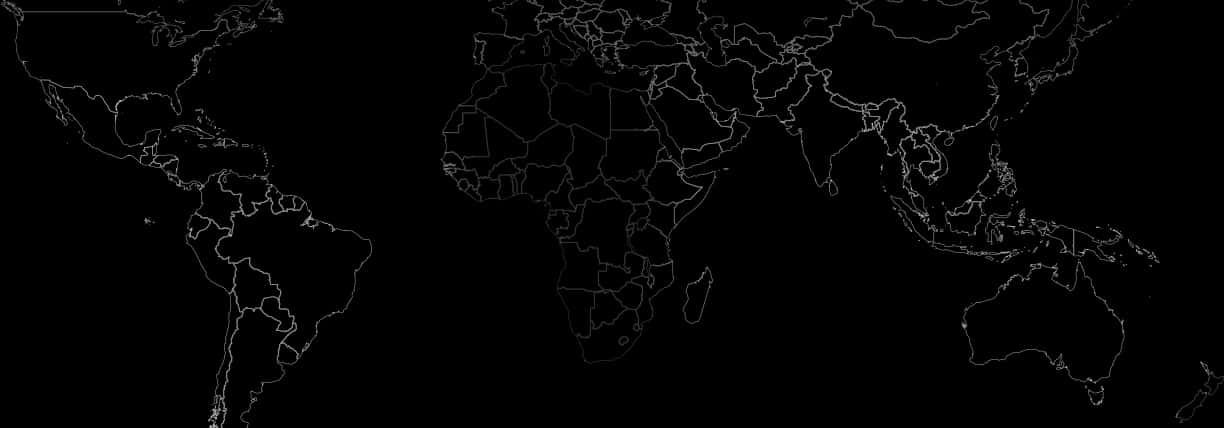 World Map Outline Against Black Background