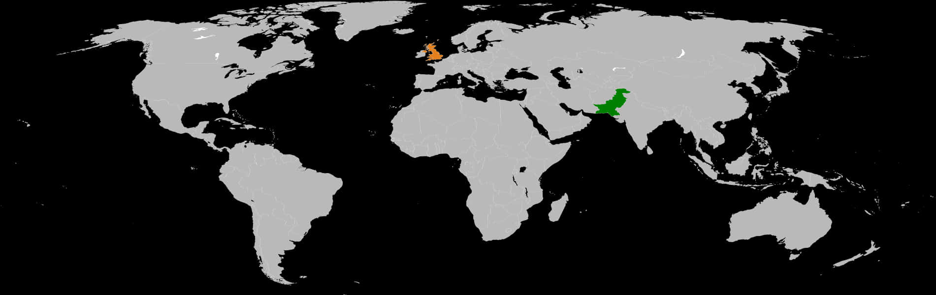 World Map Two Countries Highlighted