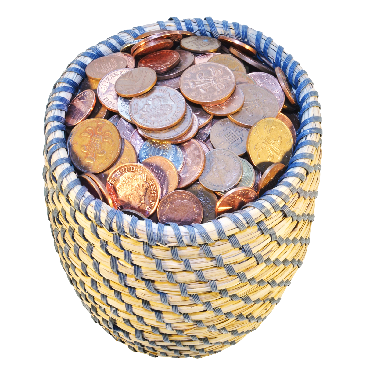 Woven Basket Fullof Coins