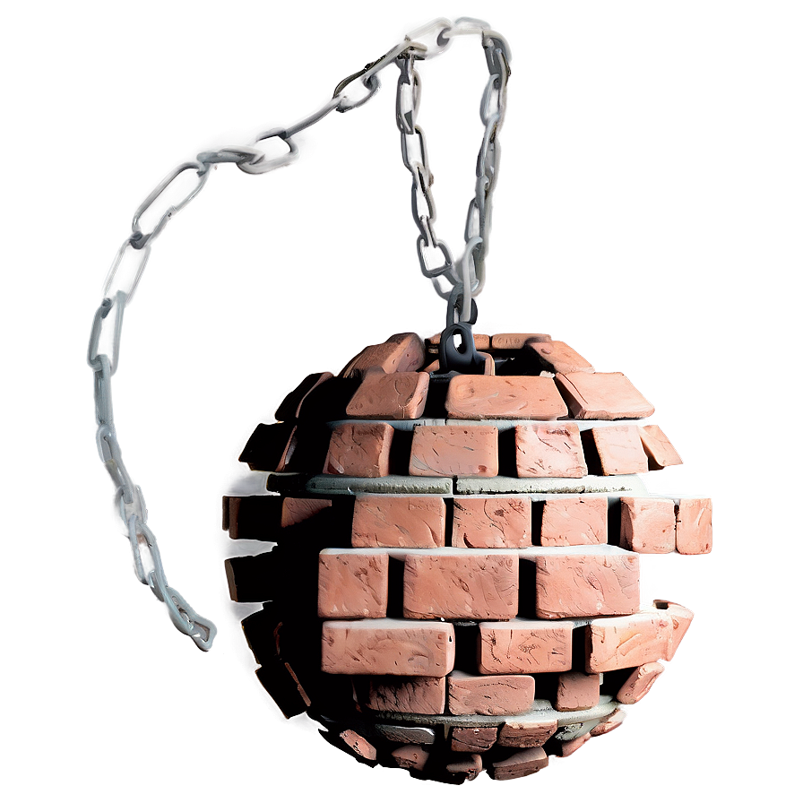 Wrecking Ball With Broken Brick Wall Png 6