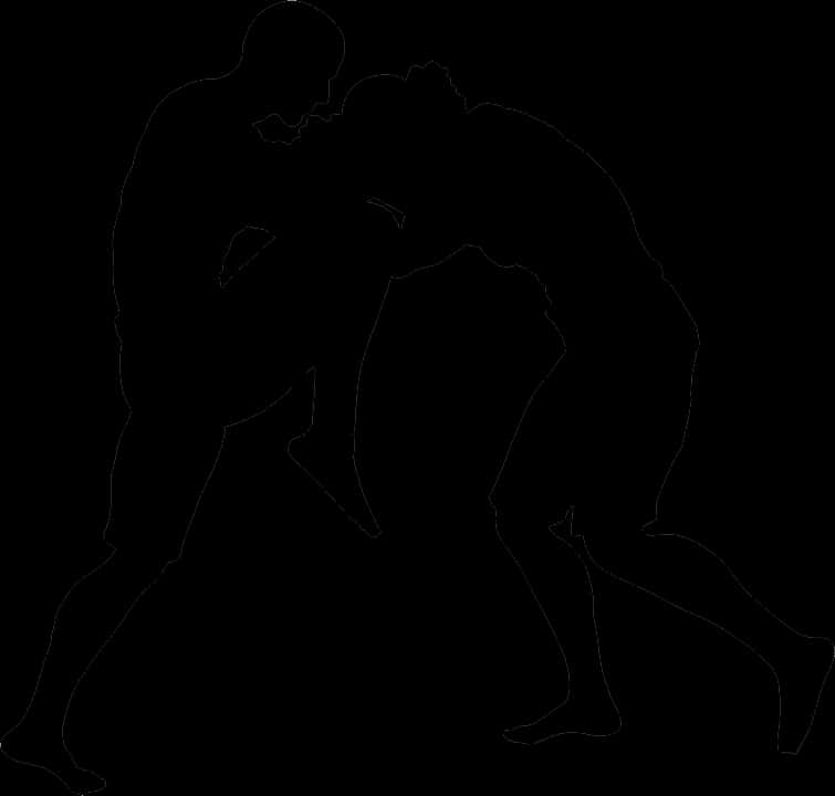 Wrestling Silhouette Black Background