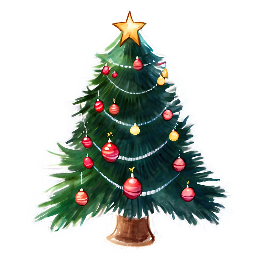 Xmas Tree Watercolor Art Png 06292024