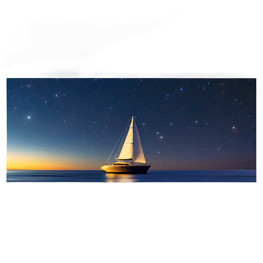 Yacht Ocean Night Sky Png 97