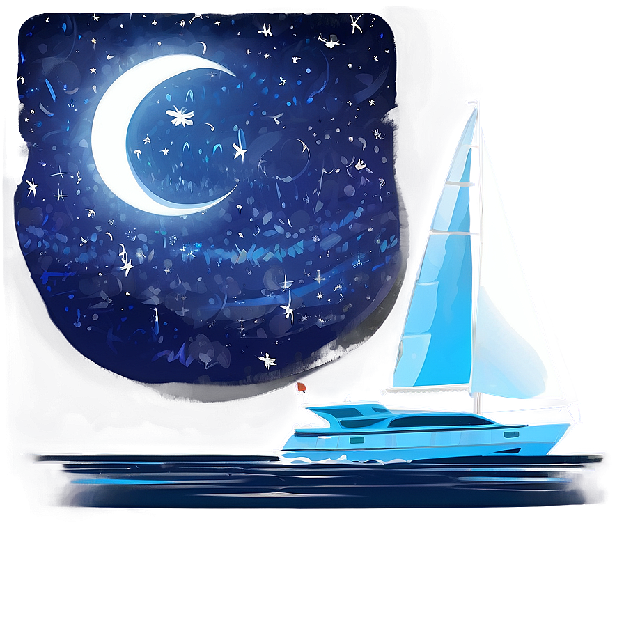 Yacht Under Starry Sky Png Nhh85