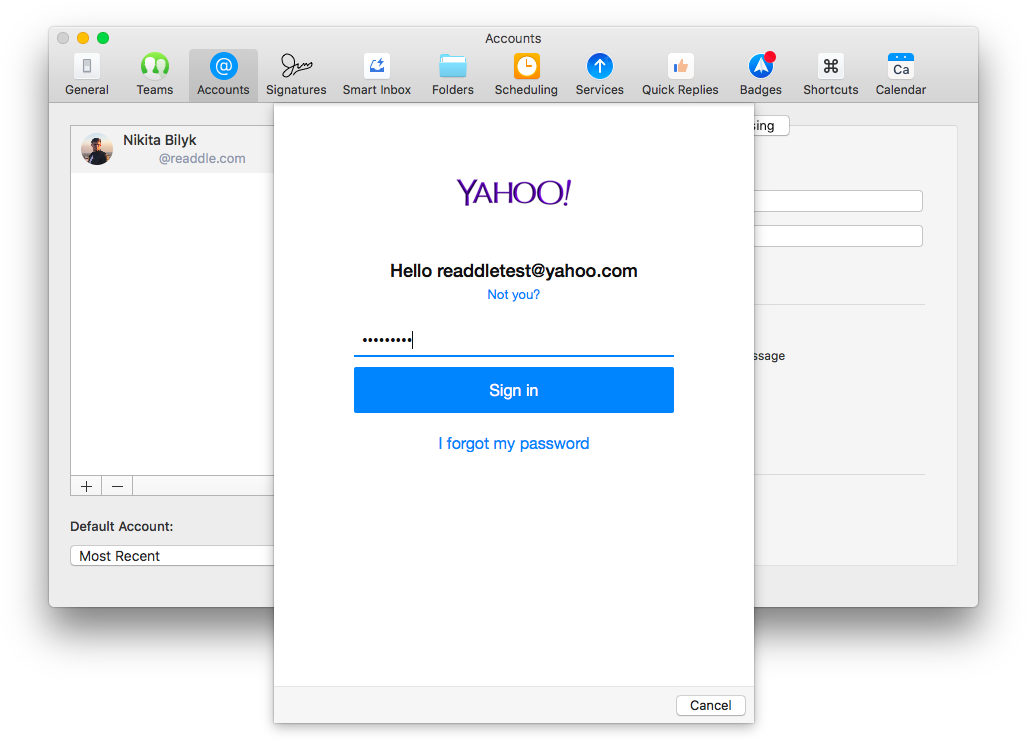 Yahoo Email Sign In Screen