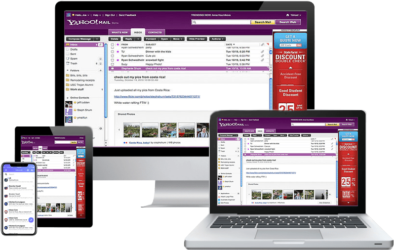 Yahoo Mail Interface Across Devices