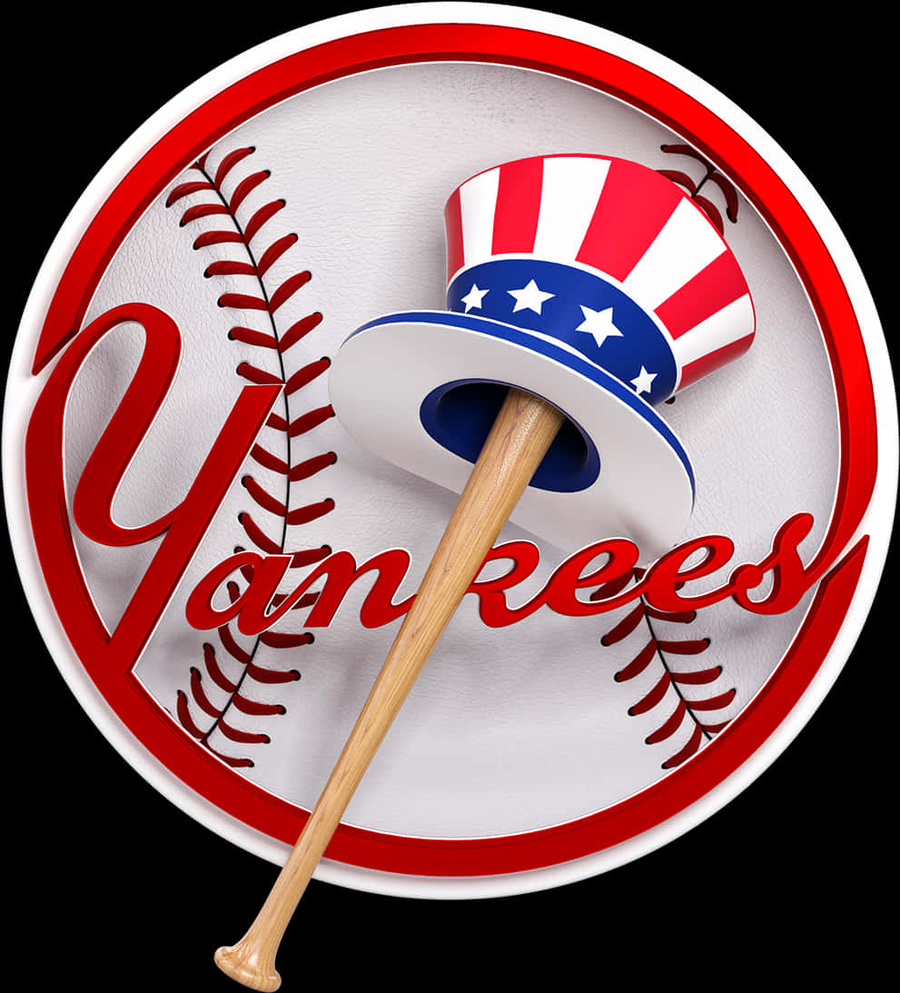 Yankees Logowith Uncle Sam Hatand Baseball Bat