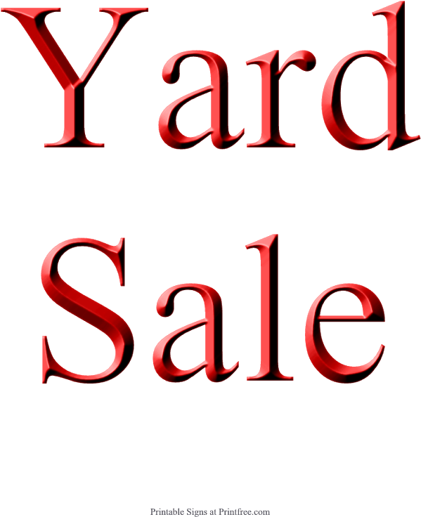 Yard Sale Red Text