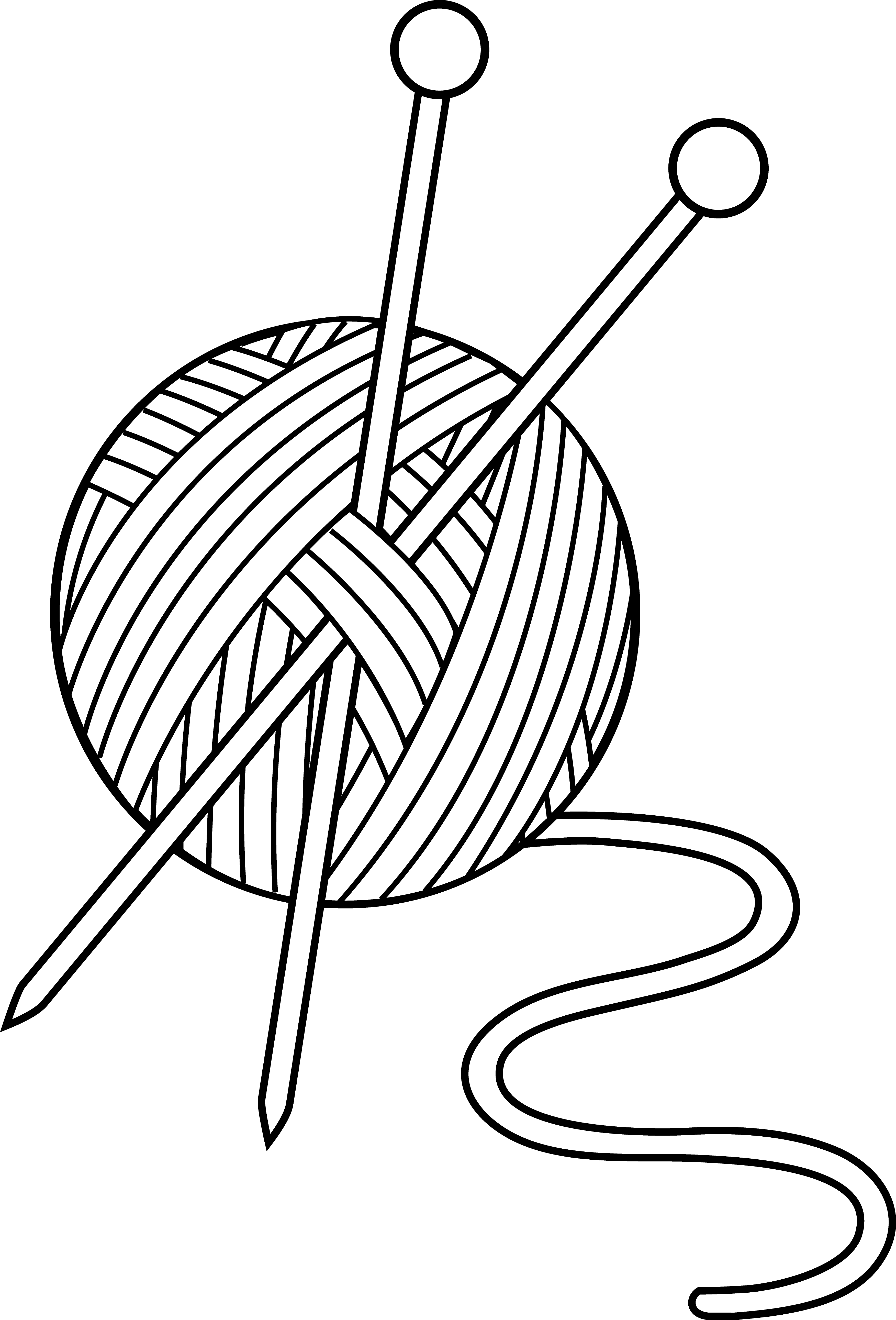 Yarn Balland Knitting Needles Outline
