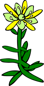 Yellow Animated Flower Illustration