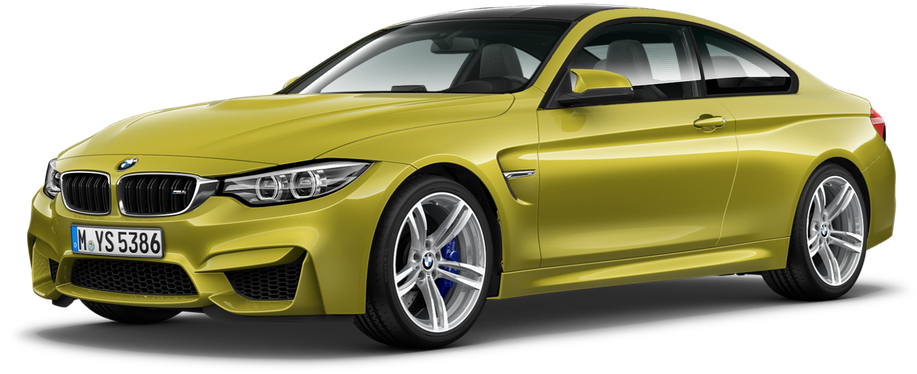 Yellow B M W M4 Coupe Side View