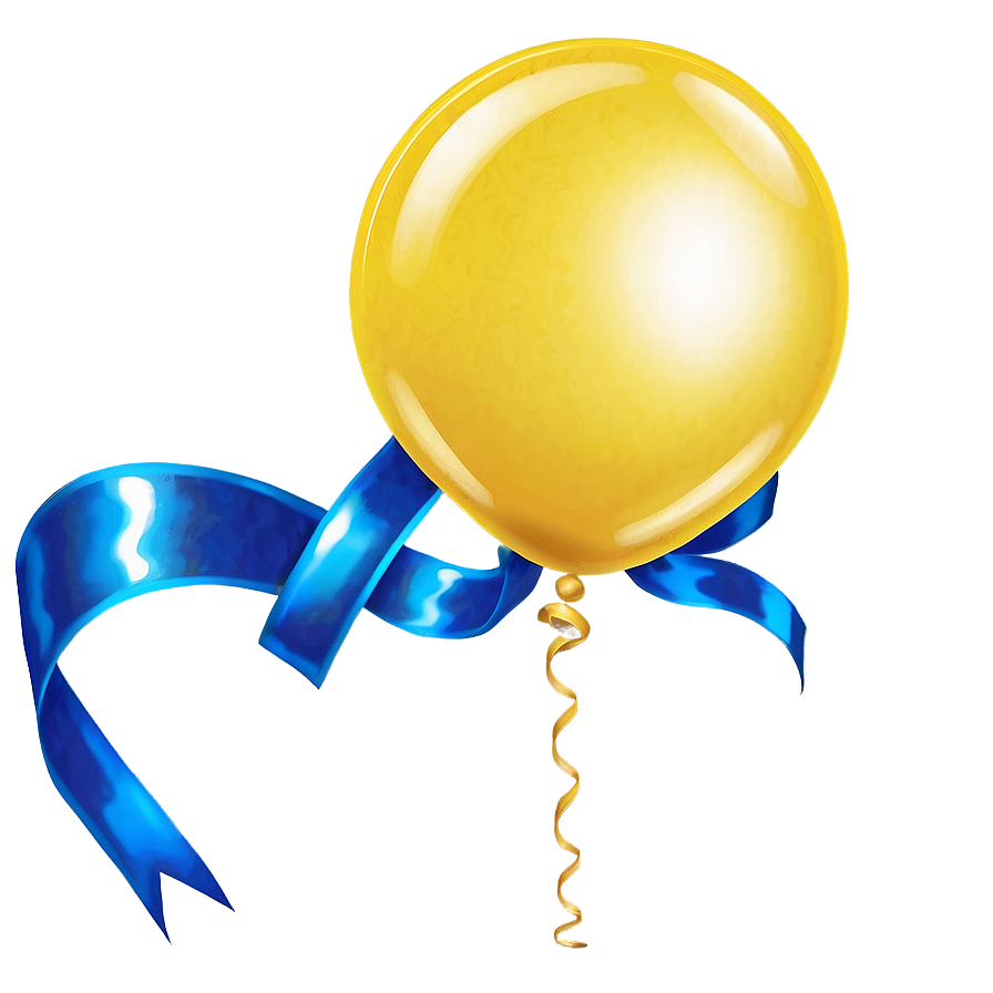 Yellow Balloon With Ribbon Png Srm8