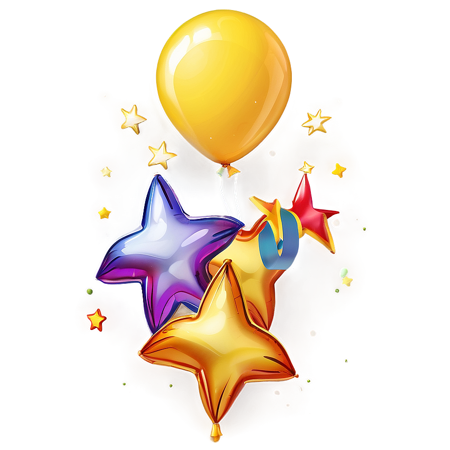 Yellow Balloon With Stars Png 06262024