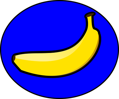 Yellow Banana Blue Background