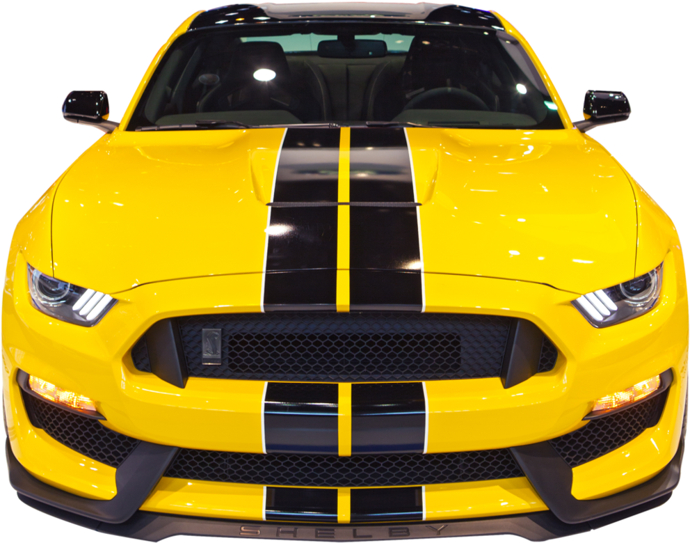 Yellow Black Shelby Mustang Front View