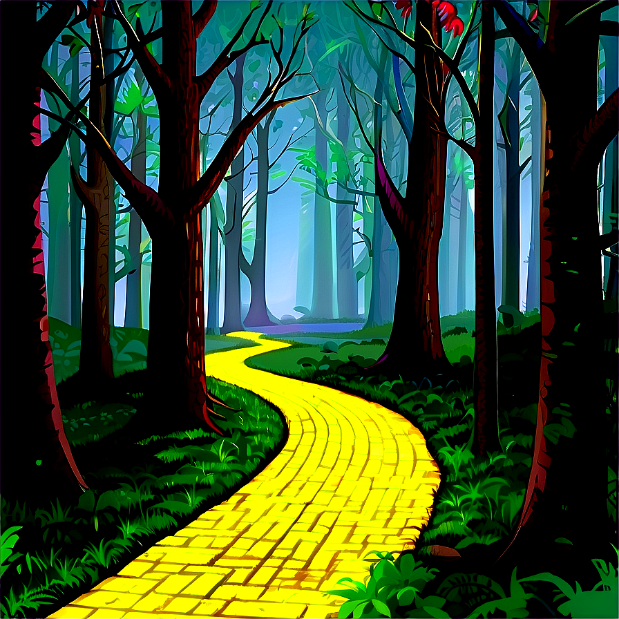 Yellow Brick Road Through Dark Forest Png 65