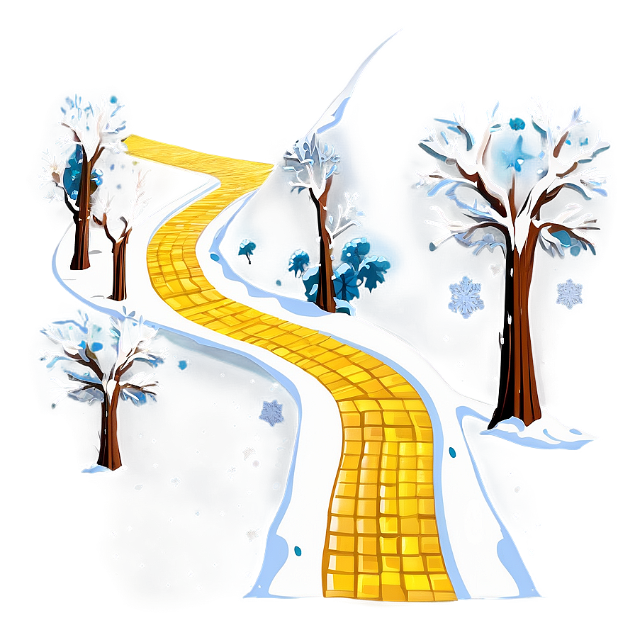 Yellow Brick Road Through Winter Snow Png 16