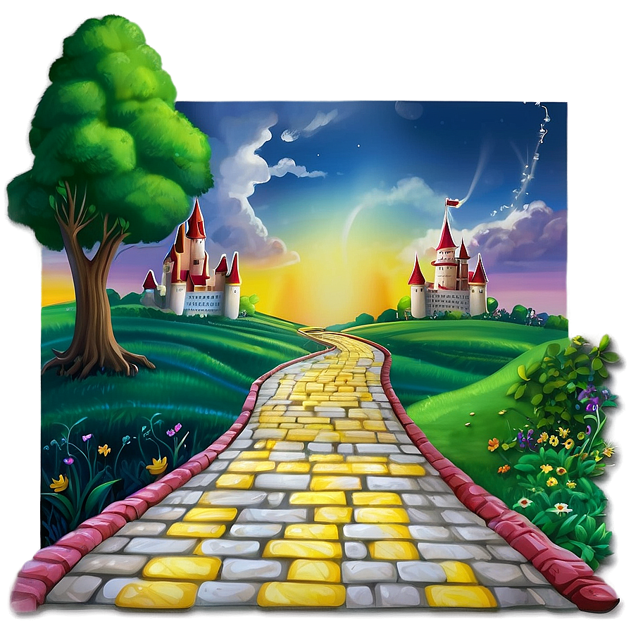 Yellow Brick Road To Fantasy Castle Png Glh48