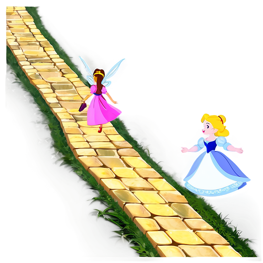 Yellow Brick Road With Fairy Tale Characters Png Ges