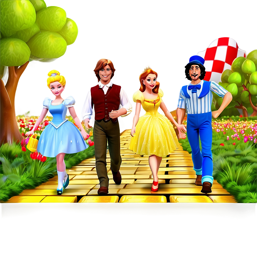 Yellow Brick Road With Fairy Tale Characters Png Pag