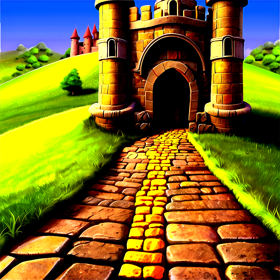 Yellow Brick Road With Gothic Castle Png Dyr11