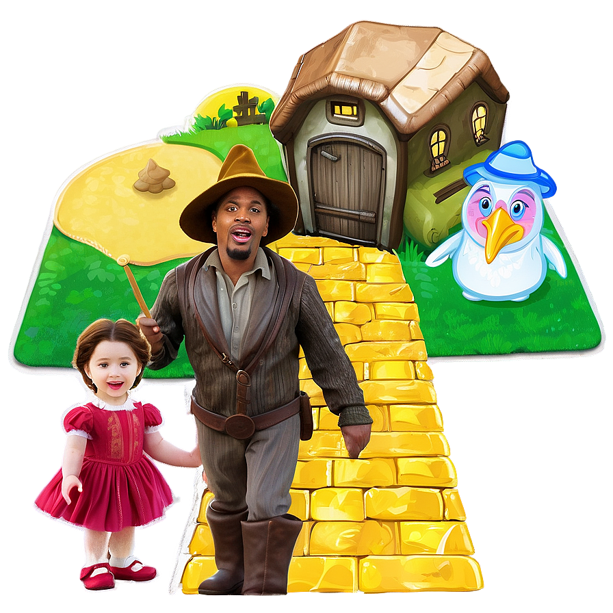 Yellow Brick Road With Magical Creatures Png Qes21