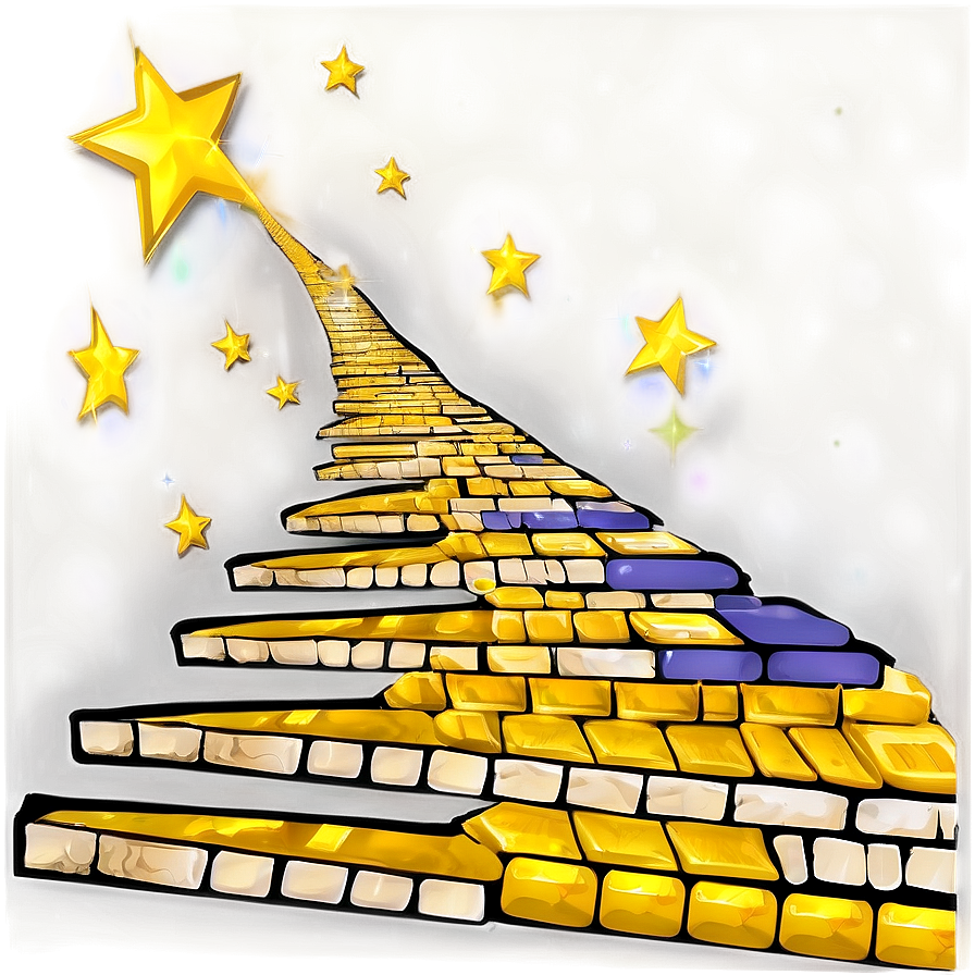 Yellow Brick Road With Night Stars Png 22