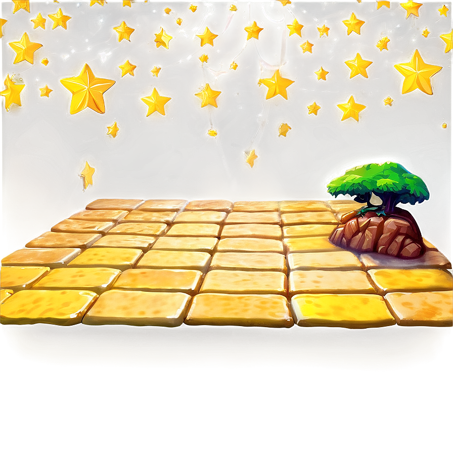 Yellow Brick Road With Night Stars Png Pgk