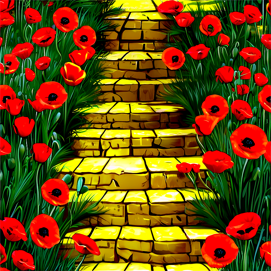 Yellow Brick Road With Poppy Fields Png 52